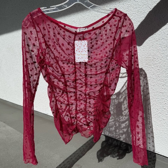 Free People Tops - FREE‎ PEOPLE Red Sheer Top NWT